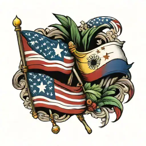 Philippine flag and american flag tattoo design idea