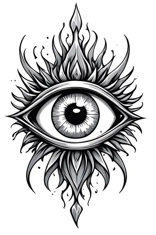 evil eye symbol integrated tattoo design idea