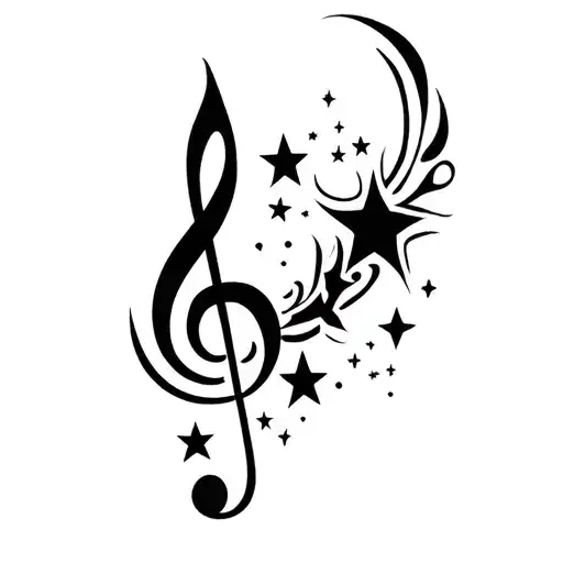 treble clef with stars tattoo design idea