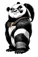 “Forearm tattoo design of Lord Shen from Kung Fu Panda in black and white semi-realistic style. He is facing in a ¾ view tattoo design idea
