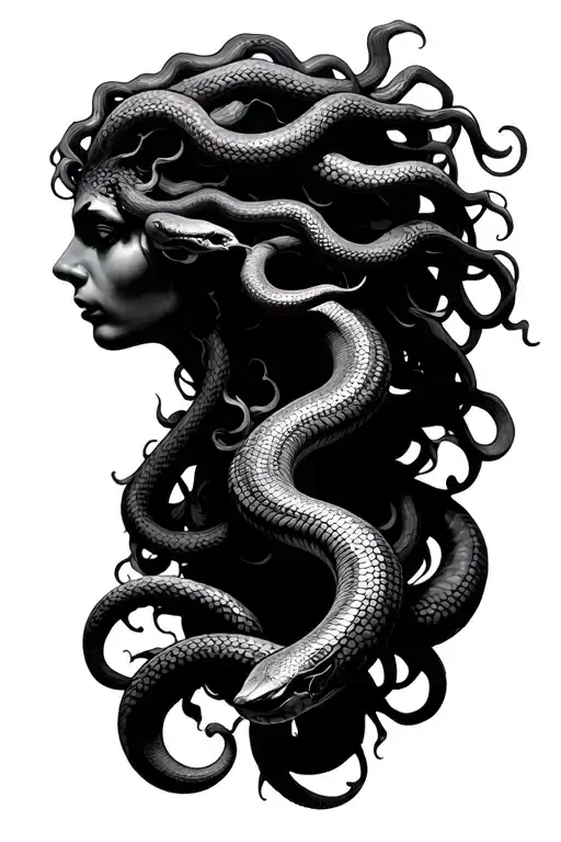 medusa side view with snakes tattoo design idea