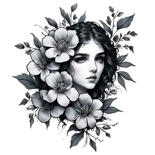 imago dei with flowers tattoo design idea