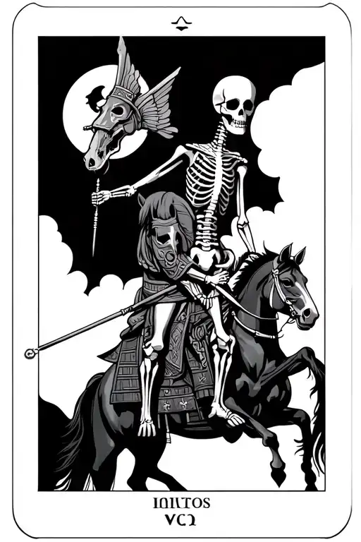 skeleton warrior and horses, chariot tarot card tattoo design idea