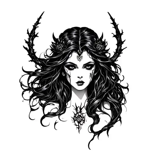 siren evil beautiful tattoo design idea