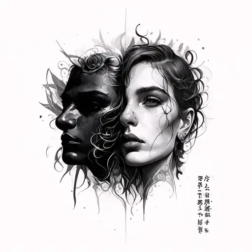 Double Face tattoo design idea