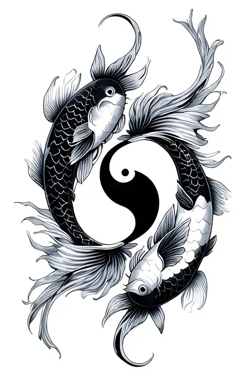 two japanese koi fish ying yang tattoo design idea