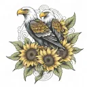 three sunflowers eagle  tattoo design idea