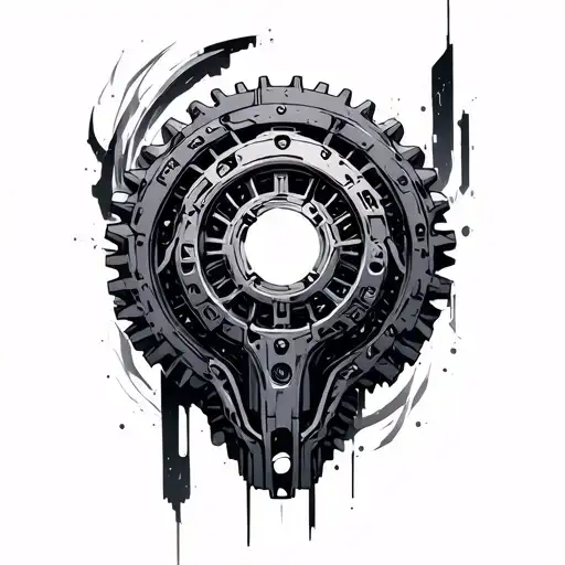 CYBER SIGILISM GEARS tattoo design idea
