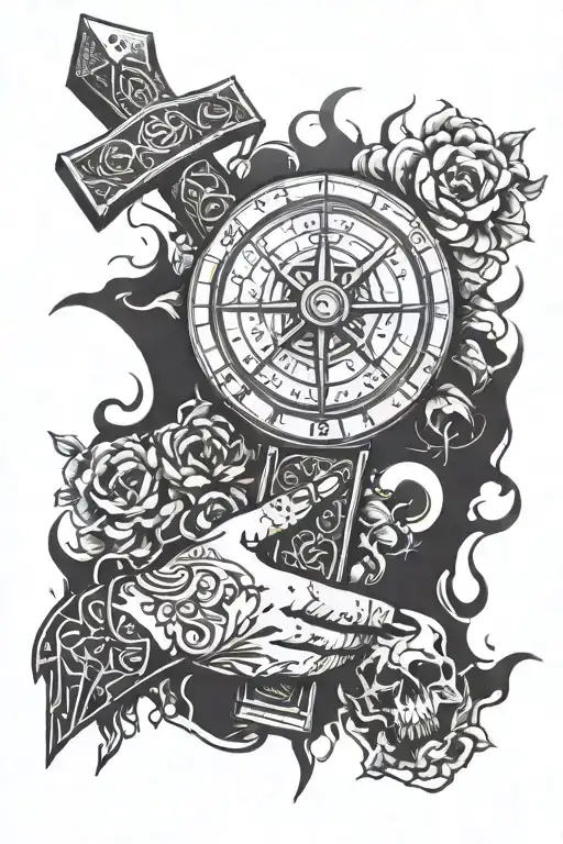 vegvisir forearm tattoo with thors hammer going onto hand tattoo design idea