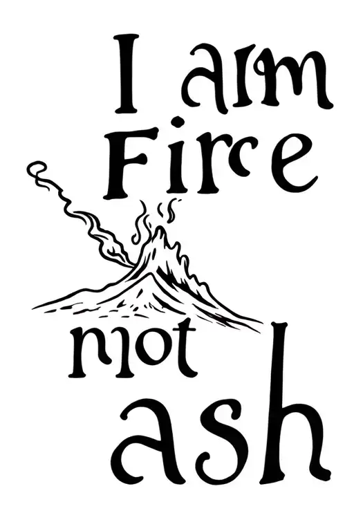 "I am fire not ash" Vesuvio volcano erupting tattoo design idea