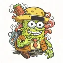 SpongeBob smoking a blunt tattoo design idea
