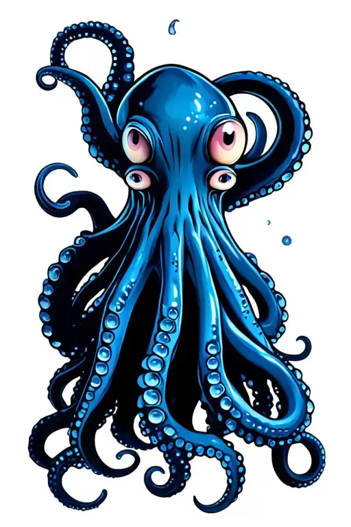 blue ring octopus tentacles tattoo design idea