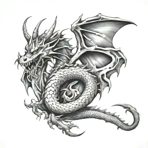 dragon in tornado tattoo design idea