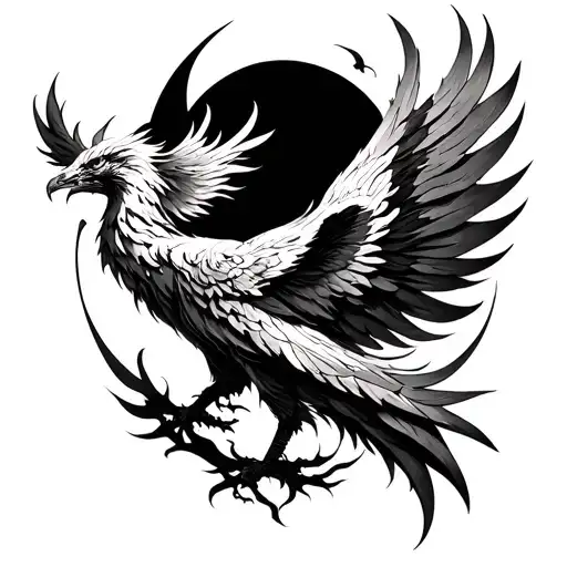 Phoenix with order and chaos forearm tattoo design tattoo design idea
