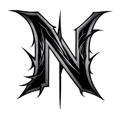 letter N and Kali linux logo combined tattoo design idea