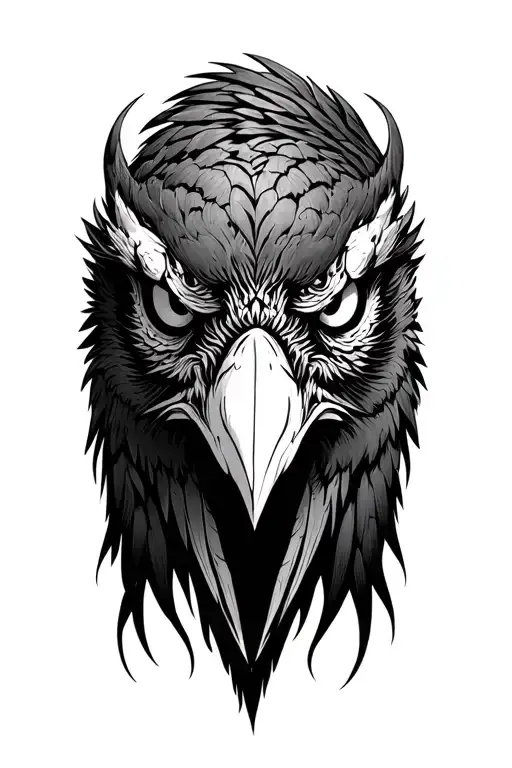 Crow head evil tattoo design idea