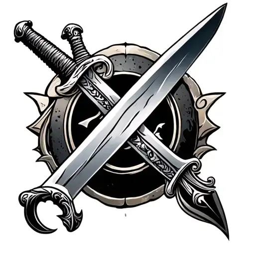 swords with emblems tattoo design idea