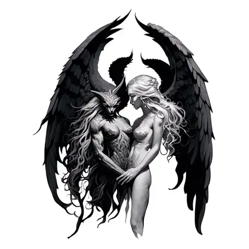 Demon and Angel tattoo design idea