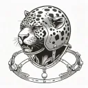 Create a unique tattoo featuring a jaguar playing rugby with a gladiator helmet on tattoo design idea