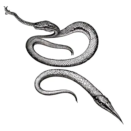 wand snake coiled tattoo design idea