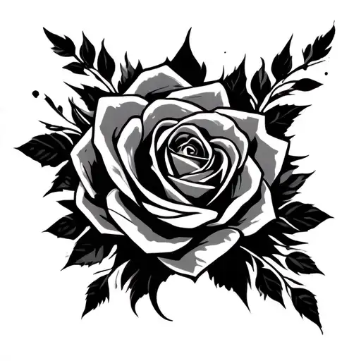 cyber tribal tattoo with roses tattoo design idea