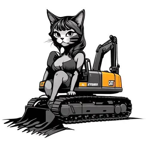 CAT heavy equipment girl  tattoo design idea