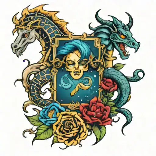 gemini, scorpio and aquarius zodiac sign tattoo design idea