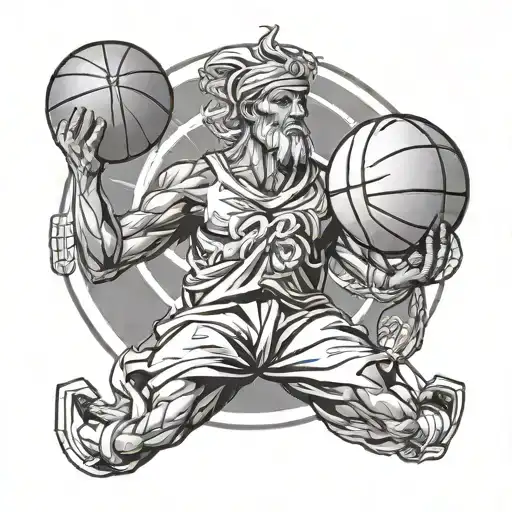 god holding, humble, basketball tattoo design idea