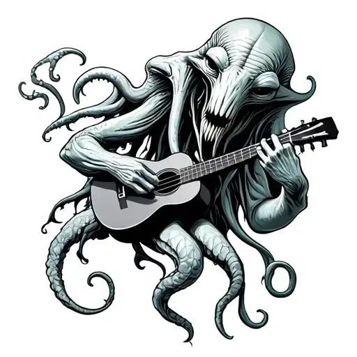 Cthulhu Playing Ukulele tattoo design idea