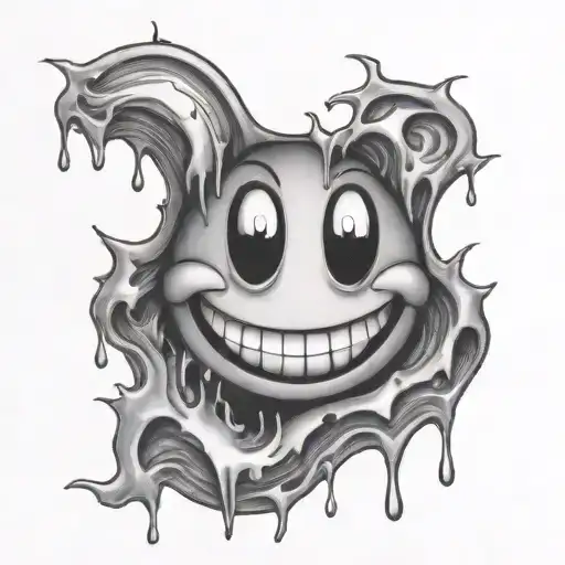 smiley face melting on right side with X's for eyes tattoo design idea