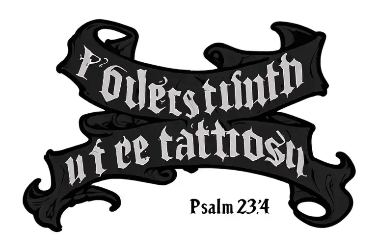 Psalm 23:4 bold written across tattoo design idea