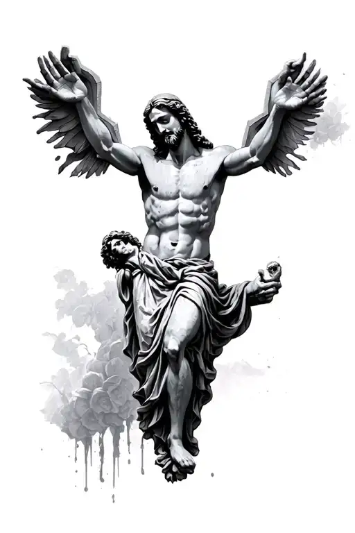 Stone Christ Jesus taking last breath  tattoo design idea