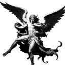 Angel fighting a demon  tattoo design idea