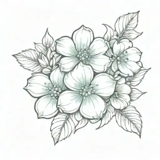 a ring with 3 teal flowers on finger  tattoo design idea