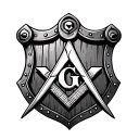 masonic square and compass on a templar knight shield tattoo design idea