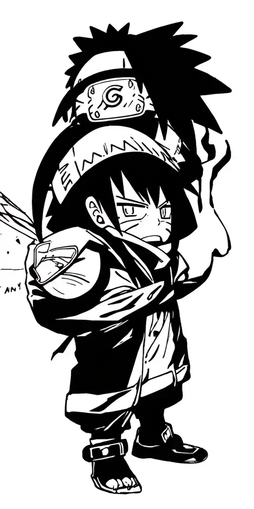 one piece,naruto and bleach anime with only iconic items from these 3 series tattoo design idea