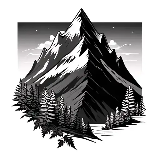 hyssop and mountain peak tattoo design idea
