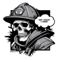 skull firefighter with thought bubble thinking today I smashed a window  tattoo design idea