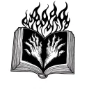 open book on flames coming tattoo design idea
