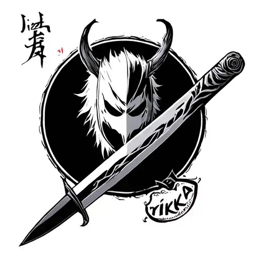 symbol, ichigo hollow mask, ichigo sword , nikka logo make for a wrist arm and  tattoo design idea