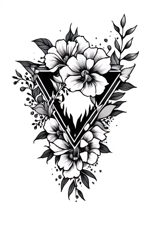 badass, floral, triangle shape tattoo design idea