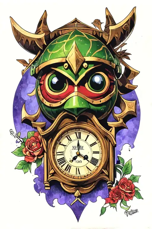 The legend of zelda majora's mask clock tower. tattoo design idea