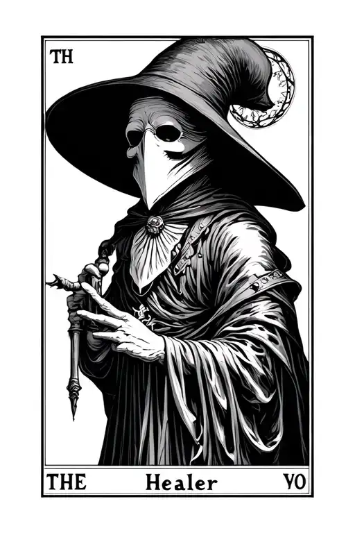 plague doctor tarot card The Healer tattoo design idea