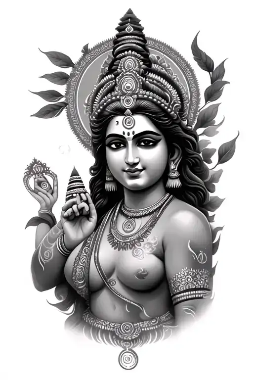 Hindu mythology inspired tattoo focuses on Durga matha on the left forearm tattoo design idea