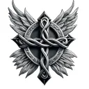 trinity knot 3d cross tattoo design idea