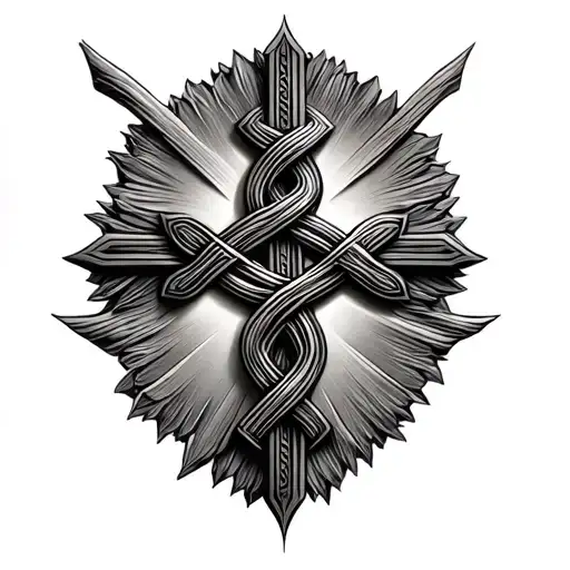 trinity knot 3d cross tattoo design idea