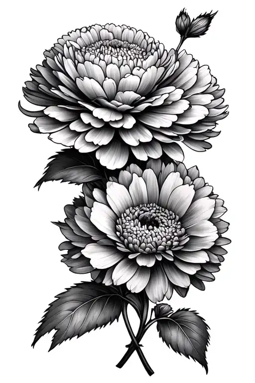 carnation and chrysanthemum tangled together tattoo design idea