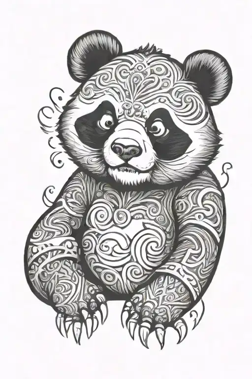 panda angry tattoo design idea