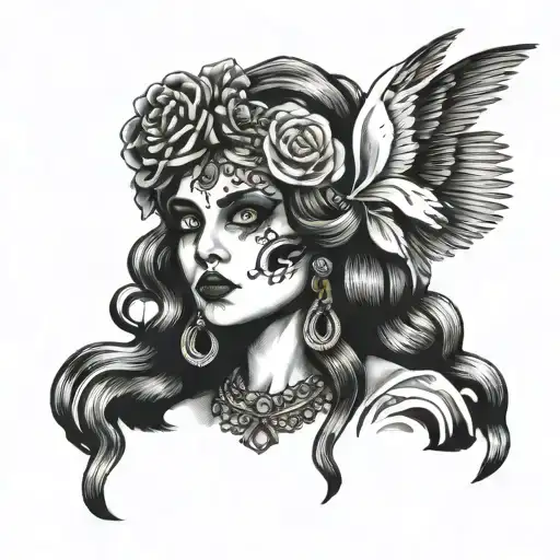dead eyes gypsy woman tattoo design idea