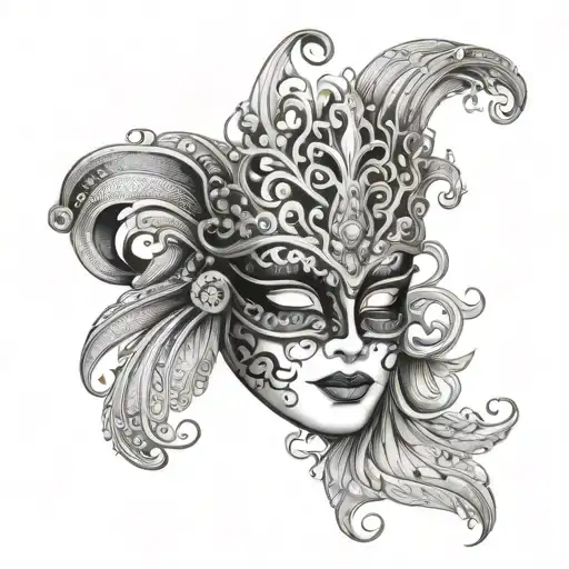venetian mask tattoo design idea